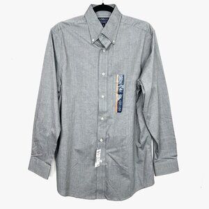 NWT‎ Croft & Barrow Classic Fit Button Down Dress Shirt Grey Men's 15 32/33